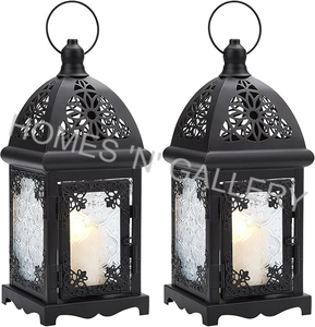 Vente en gros de lanterne marocaine en or design en métal vieilli bougeoir fait main pour la décoration de la maison et du jardin pour Noël - Product Image 6