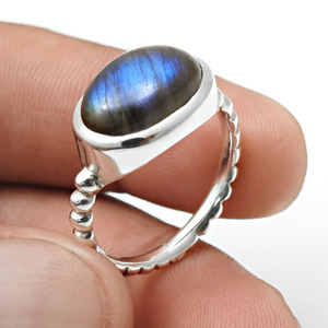 100% Natural Flashy Blue Labradorite <b>Statement</b> <b>Rings</b> 925 Sterling Silver Handmade Fire Gemstone Designer Birthstone Jewelry Bulk - Product Image 1