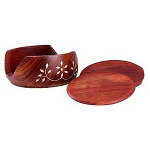 Sous-verres en bois d'acacia et en résine personnalisables de haute qualité Expédition rapide avec des tapis et des tampons de qualité supérieure en forme de bois en option - Product Image 6