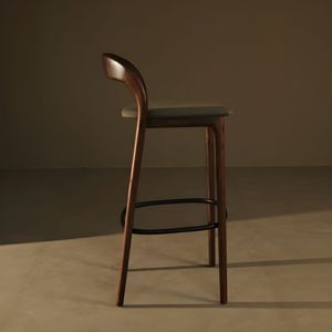 Tabouret <span class=keywords><strong>de</strong></span> <span class=keywords><strong>bar</strong></span> moderne en bois massif rembourré <span class=keywords><strong>avec</strong></span> <span class=keywords><strong>dossier</strong></span> incurvé et siège en tissu <span class=keywords><strong>pour</strong></span> restaurant, café et <span class=keywords><strong>bar</strong></span> - Product Image 3