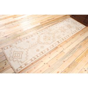 พรมขนาด 3x10.9 ฟุต, พรมวินเทจตุรกี, พรมขนสัตว์ลายจุดสีเบจน้ำตาล - Product Image 2