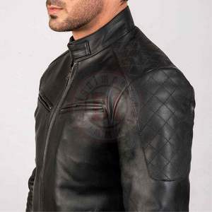 Veste en cuir d'agneau et de chèvre véritable pour homme d'hiver avec col montant et logo frontal Respirante et chauffante - Product Image 5