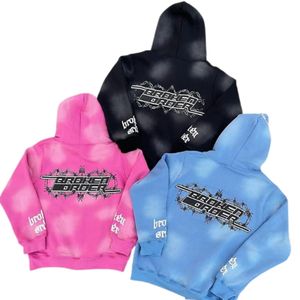 เสื้อฮู้ดดี้ทรงบ็อกซี่พิมพ์ลายดิจิทัล แต่งขอบดิบ ปักลาย  ผ้าฟลีซซิปยาว  ทรงหลวมไหล่ตก สไตล์วินเทจ สำหรับผู้ชาย ฤดูหนาว - Product Image 4