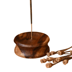Quemador de Incienso de Madera para Meditación y Yoga, Soporte para Varillas de Incienso, Recolector de Cenizas, Porta Incienso Redondo de Madera - Product Image 1
