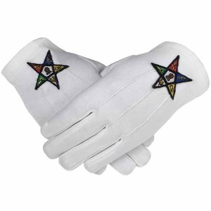Gants blancs en coton 100% brodés à la machine, Chevalier Templier Maçonnique KT (2 paires) - Product Image 3