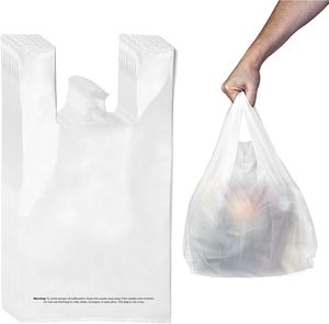 Plastic T-shirt Bags with Handles Recyclable Suitable for Grocery Stores and Restaurants.