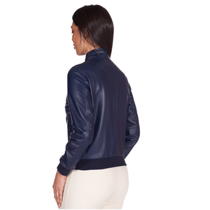 Premium femmes 100% véritable peau de mouton haute qualité doux et lisse Bomber veste en cuir fait à la main 2024 au Pakistan - Product Image 2