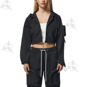 Conjunto de Pantalones Cargo y Chaqueta Cortavientos de Nylon con Cremallera Completa, Estilo Vintage con Logotipo Personalizado, para Mujer, Talla Grande, Ropa de Calle - Product Image 5