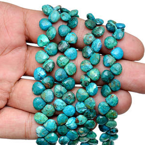 Cuentas de Briolette de corazón facetadas de 7mm-8mm de crisocola natural | Hilo de 8 "| Briolette de piedras preciosas semipreciosas de crisocola para joyería - Product Image 2