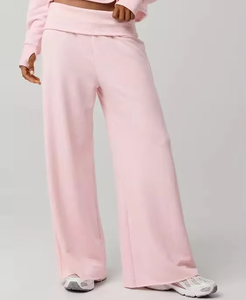 Pantalon large rose pour homme, taille haute élastique, décontracté, tricoté, respirant, léger, évasé, pour l'été - Product Image 3