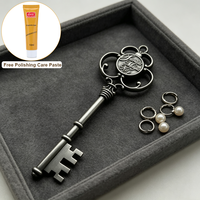 Clé magique du Père Noël en alliage de zinc, clé squelette vintage avec ruban rouge, cadeau de Noël, pâte de polissage de 10 ml offerte