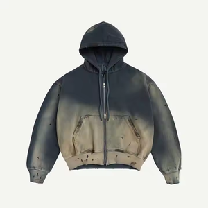 Veste à fermeture éclair intégrale personnalisée OEM avec logo brodé, en polaire 100% polyester, à séchage rapide, respirante et effet délavé soleil - Product Image 5