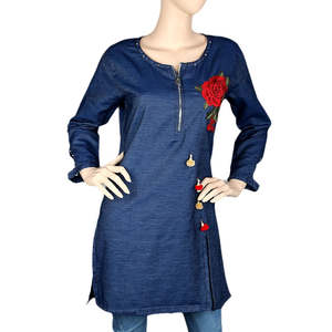 Kurti Bordado para Mujer - Azul Oscuro - Product Image 3