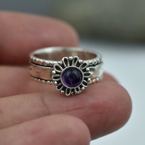 Classical <b>Ring</b> Jewelry for Women Silver Boho Style Jewelry 925 Sterling Silver <b>Amethyst</b> Gemstone Handmade <b>Ring</b> Gift for Wife - Product Image 2