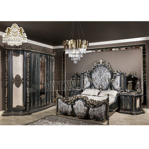 Ensemble de meubles de chambre à coucher sculptés lourds franciscains ensemble de meubles de chambre à coucher au design impérial meubles de chambre à coucher de style antique de taille royale - Product Image 1
