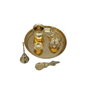 Vente chaude Top Qualité En Laiton Pooja Thali Ensemble pour La Maison Temple Pooja Thali Décoratif En Laiton Pooja Articles pour Cadeau Pour La Décoration - Product Image 6