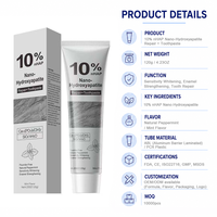 Dentifrice blanchissant en marque blanche sans fluorure, 10 % Nano Hydroxyapatite, réparation de l'émail pour dents sensibles, fabricant OEM ODM