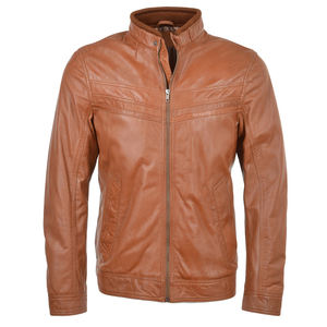 2025 haute qualité nouveau Design hommes lourd hiver combiné tissu fermeture éclair agneau cuir Biker vestes avec poches - Product Image 3