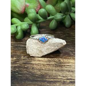 Navajo Made Fashion <b>Rings</b>-Purple <b>Opal</b> Inlay Sterling Silver Jewelry Rose <b>Gold</b> & Rhodium Plated Gift Ready - Product Image 1
