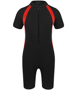 Unisex Kids Swimsuit Zippered Shorty Wetsuit with Short Sleeves Bathing Suit with Front Logo for Girls and Boys Haus Industries - Product Image 1