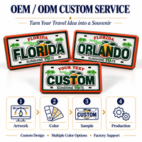Magnet Kulkas Pelat Nomor Kendaraan Orlando Florida Kustom, Dua Lapis, 3D, Kayu MDF, Suvenir, Hadiah Wisatawan, Grosir