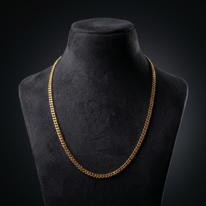 สร้อยคอแบบ Cuban Link ชุบทอง - ทองเหลืองขัดเงาพร้อมประดับเพชรซิคอนและเพชร - Product Image 1