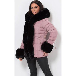 Blouson matelassé pour femme sur mesure, tendance, chaud pour l'hiver, épais, à capuche, manches longues, respirant, technique de tissage, uni, teinture unie, 100% - Product Image 1