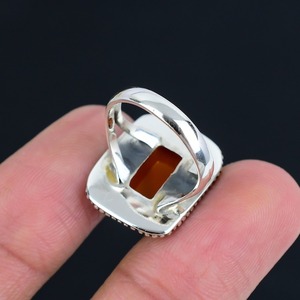 Anillo de Compromiso y Boda de Plata de Ley 925 con Piedra Preciosa de Cornalina, Estilo Bohemio Hecho a Mano, Regalo para Mujer - Product Image 6