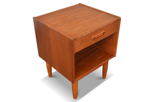 Midcentury Modern <b>Walnut</b> Wood Nightstand with <b>Drawer</b> and Open Shelf for Bedroom Home Furniture - Product Image 3