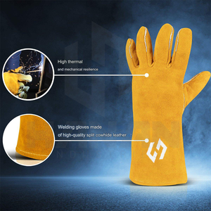 Guantes de soldadura de nuevo diseño Guantes DE TRABAJO resistentes al calor de cuero Premium para fabricación de metal Suministro OEM - Product Image 6