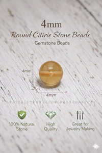 ลูกปัดหินซิทรินทรงกลมขนาด 5 มม. สีทอง สำหรับทำเครื่องประดับ DIY สร้อยข้อมือ สร้อยคอ และต่างหู ขายส่ง - Product Image 3