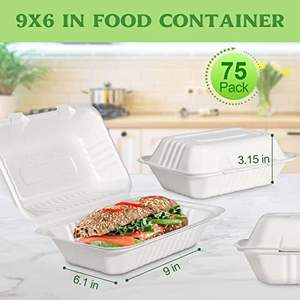 100% Biodegradable Disposable Fast Food Takeout <b>Box</b> 9 X 6 Inch Durable Sugarcane Bagasse <b>Lunch</b> Clamshell Made in India - Product Image 4