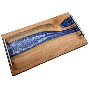 Nouvel arrivage Design de luxe Finition des vagues océaniques Conception unique Produit standard supérieur Planche à découper en résine époxy bleue en bois - Product Image 2