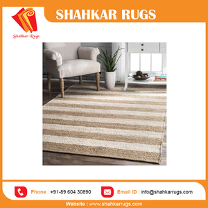 Meilleure vente de tapis moderne en jute et denim à rayures à prix économique pour la cuisine et le salon - Product Image 2