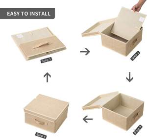 OEM Custom Foldable Cube <b>Storage</b> Bins with Lid for Clothing & <b>Shoes</b> Modern Luxury Home & Office Organizer - Product Image 2