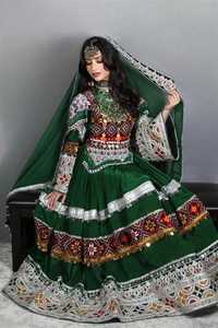Service OEM : Ensembles 2 pièces (Robe longue coupe trapèze et Pantalon) en dentelle afghane vintage, brodés de pièces anciennes, de pompons et de boutons, pour mariée - Product Image 5