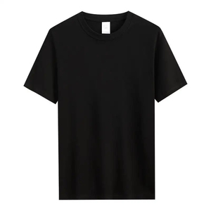 Camiseta Negra de Manga Corta para Hombre, Cuello Redondo, 100% Algodón Tejido, Oversize, Ecológica, Lisa, para Serigrafía, Casual - Product Image 2