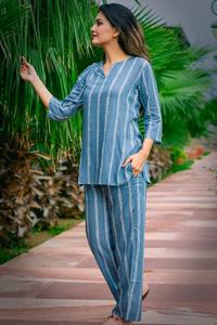 OEM-Conjunto de dos piezas de algodón con estampado para mujer, traje de noche informal, de manga tres cuartos, de talla grande - Product Image 5