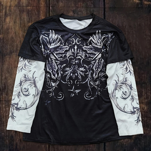 Color blanco negro Buen proveedor La más alta calidad El mejor material de tacto suave Nueva llegada Camisetas de manga larga dobles - Product Image 1