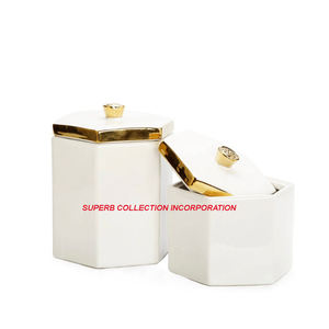 Gold Metal Mini Fancy <b>Canister</b> with Lid Home Decorative - Product Image 3