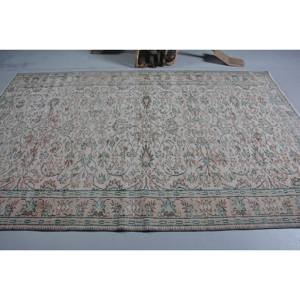 Traditionnel Beige Bleu 6X9 pieds Vintage Tapis Turc Grande Surface Patchwork Conception Latex Viscose Laine pour Couloir Rectangle Chambre - Product Image 3