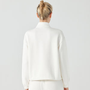 Alta calidad logotipo personalizado cremallera Crop Top sudaderas con capucha sudadera pulóver sudaderas con capucha para mujer - Product Image 6