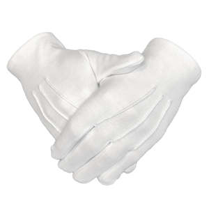 Guantes Masónicos de Alta Calidad, Blancos, de Algodón, Bordados a Mano, con Puño de Presión - Product Image 3