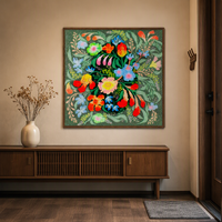 Peintures murales modernes en porcelaine cristalline à motifs floraux, personnalisées, vente en gros, décoration botanique pour la maison, salon - Offre spéciale