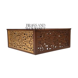 Table basse de style marocain moderne avec panneaux géométriques en métal découpé, design décoratif de luxe - Product Image 5