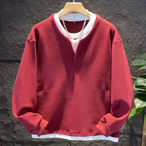 OEM Waffle camiseta ropa pulóver Sudadera con capucha personalizada hombres liso manga larga doble capa Waffle tejido Sudadera con capucha camiseta - Product Image 1