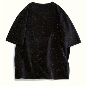 Commande en gros de t-shirts en strass, vêtements décontractés personnalisés en pierre de cristal, fabrication de t-shirts en strass - Product Image 2