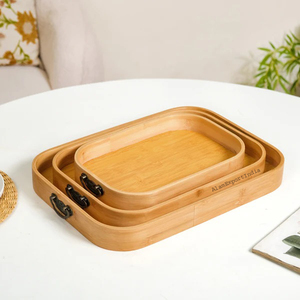 Bandeja de servicio de madera de mango de precio razonable altamente vendedora, plato de madera Natural acabado para aperitivos de té, hogar usado multiusos - Product Image 2