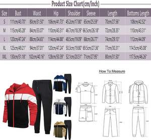 Men's 2-Piece Color Block Sweatsuit Long Sleeve Hoodie and Joggers Set Winter Activewear <b>Outfits</b> - Product Image 5