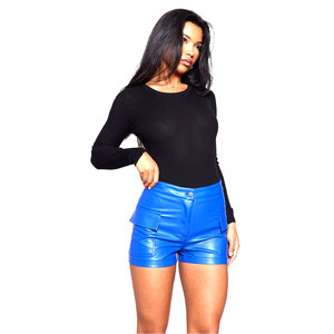Meilleures ventes de shorts de motard en cuir de vachette taille haute coupe ajustée pour femmes sur mesure avec logo personnalisé respirant à séchage rapide - Product Image 6